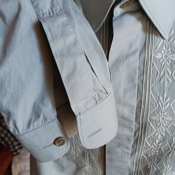 Mens Arabian Shirt Large Embroidered Avocado Green Al Kachins Dubai Button Up 42 - Picture 6 of 6